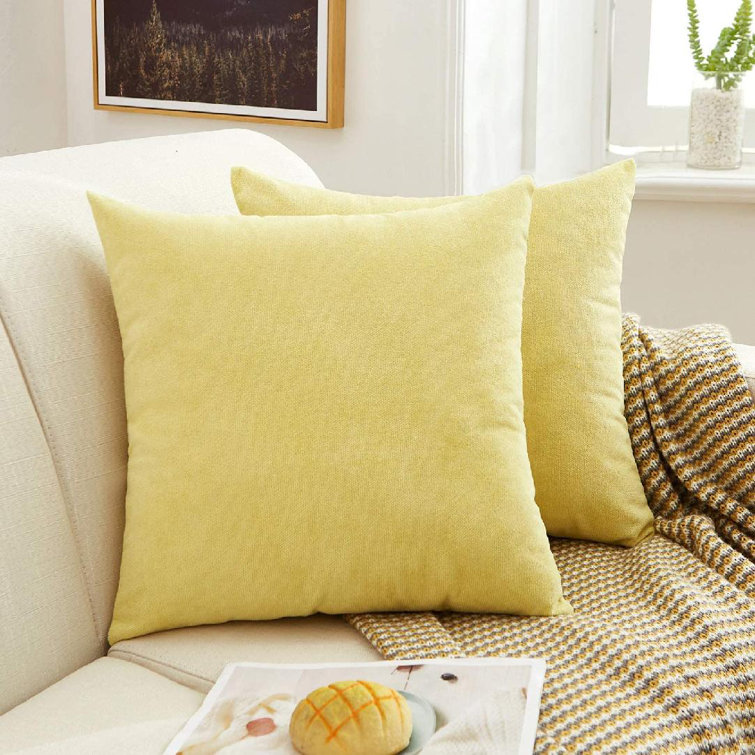 Yellow chenille throw discount pillows